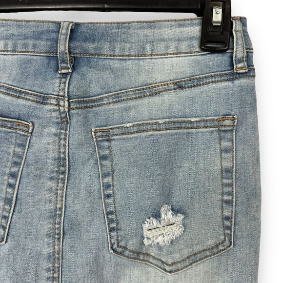 Rue21 Denim Mini Skirt Small S Women’s Jean Distressed Light Wash High Waisted - Picture 5 of 12